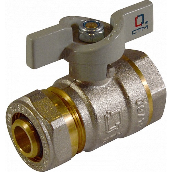 STM Кран шаровой латунь 16х1/2" Ру16 цанга/ВР бабочка